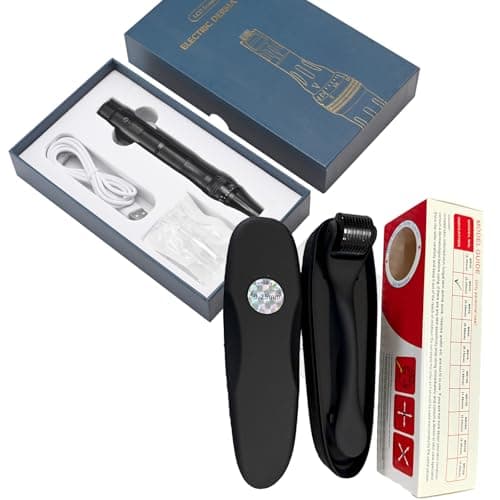 2IN1 Face Derma Rmaroller Rmapen +12Parts Titanium Facial Skin Face Body for Men Women Cosmetic Beauty Instrument #Roller+Pen(Black 2) view 2