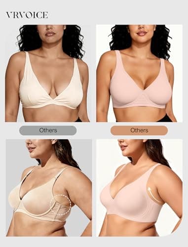 Deep V Wireless Jelly Bras for Women Push Up Bralette Seamless No Underwire Support T-Shirt Comfort Plunge Full Coverage view 6