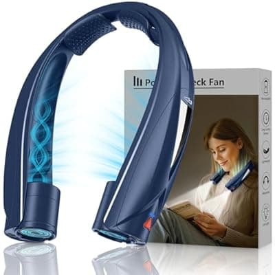 Laimiod Portable Neck Fan - with LED Book Light, 6-20 Hrs Long Battery, 6-Speed Adjustable, USB-C Rechargeable, Ultra Quiet, Hands-Free Personal Cooling for Men Women Outdoor Indoor