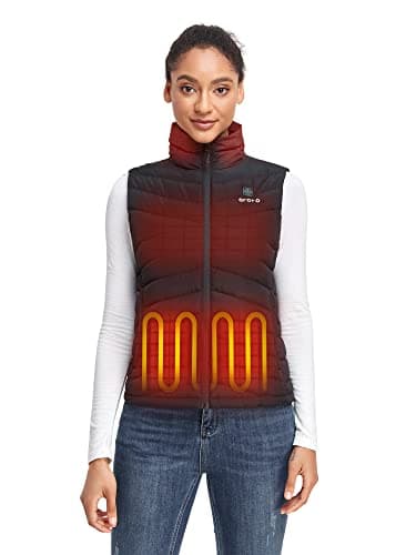 ORORO Women's Heated Down Vest with Rechargeable Battery, Lightweight Heated Vest with 800 Fill Down (Black,M)