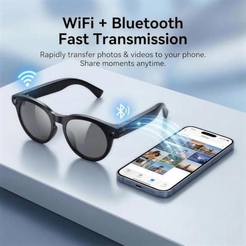 AI Smart Glasses with Camera, 8MP HD Bluetooth Camera Glasses for Women Men | 1080P Video Recording Sunglasses, Real Time Translation, Voice Assistant, Open Earbuds, Travel, Work, Vlog view 6