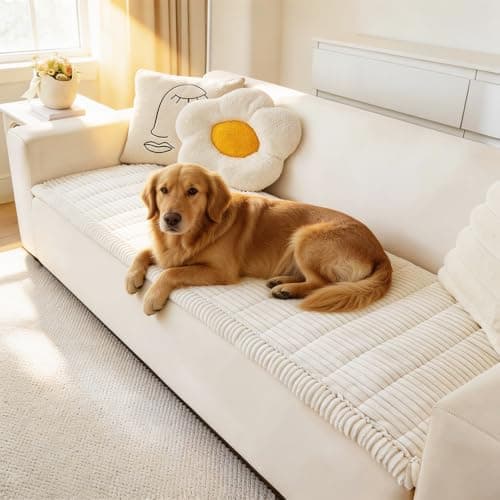 Awjcsv Couch Cover for Dogs Washable, Fuzzy Pet Couch Covers for 3 Cushion Sofa Pet Friendly, Non Slip Sofa Cover (White, 27.6" x 59"/70 x 150cm) — image 1
