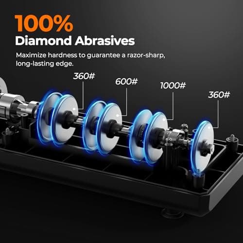 Dawnstar Electric Knife Sharpener, Precise 20° Diamond Knife Sharpener for Kitchen Knives, Quick Repairing in 40 Seconds, with Metal Dust Collection Box & Special Port for Scissors, Black view 5