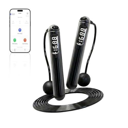 Smart Jump Rope,Cordless Jump Rope with LCD Display Counter,APP Data Analysis,Cordless Ball Counterweight Skipping Rope,Suitable for Women, Men, all Age Groups Adjustable Skipping Rope (Black)