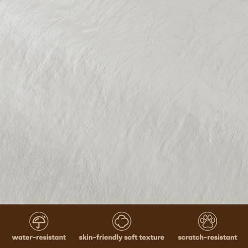 SeekFancy Criss Cross Chair with Wheels and Arms, Reclining Office Chair with Footrest and Wide Seat, Leather Big and Tall Desk Chair 400LBS, Button Tufted Vintage Design, White view 4