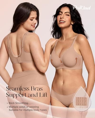 ProKloud Wireless Bras for Women Wave Push Up No Underwire Bralettes Seamless Full Coverage Support Lift Everyday Bra view 3