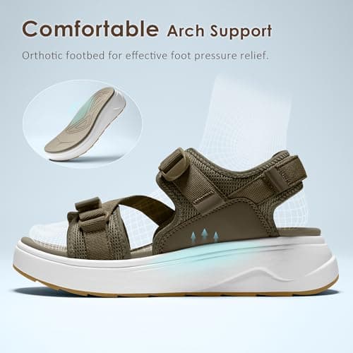 Vilanva Womens Orthopedic Walking Sandals with Comfortable Arch Support Recovery Sport Relief Plantar Fasciitis Outdoor Hiking Adjustable Strap Platform Cushion Hiking Water Sandals for 2026 Summer Trendy Outfits view 3