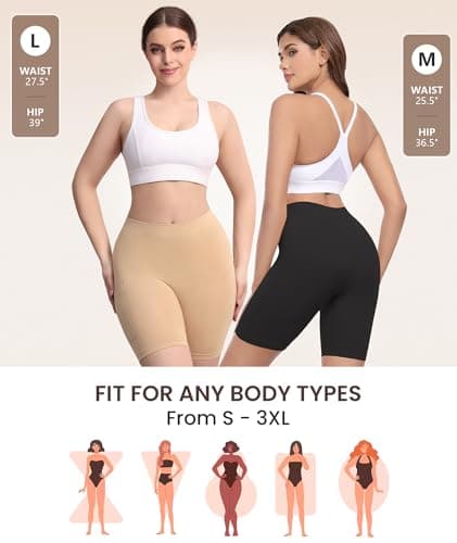 Okimay 3 Pack Slip Shorts for Under Dress with Pocket Smooth Anti Chafing Shorts Women Bike Shorts view 5