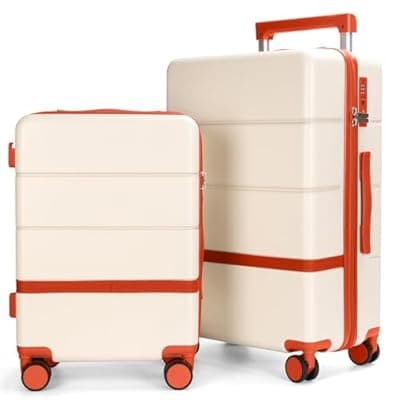 Maungti Luggage Sets, 2 Piece Suitcase set with wheels Tsa Lock 20/24 inchi Hardshell Waterproof Travel Suitcases luggage for Women/Men/Family (Orange)
