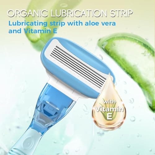 HEYAXA Razors for Women with 4 Razor Refills and 1 Non-Slip Handle, Womens Razors for Shaving with Organic Lubricating Strip, Disposable Razor with 5 Blades view 2