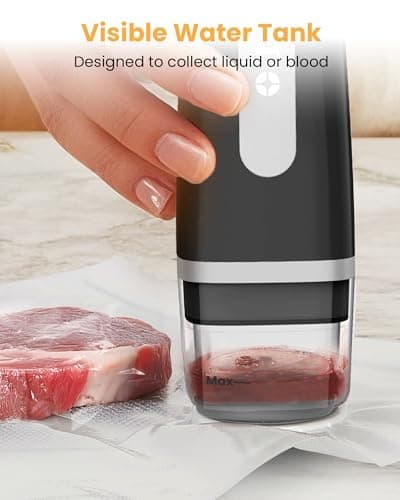 FEPPO Vacuum Sealer for Food with Visible Water Tank, Handheld Saver Compact Vacuum Sealer Machine with 30 Reusable Bags for 6X Preservation & Fresh, Black view 2