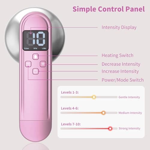 AISEELY Massage Tool, 3 Modes 10 Levels Electric Body Massager Machine, with Heating for Home Use on Leg, Belly, Arm, Waist, Pink view 3
