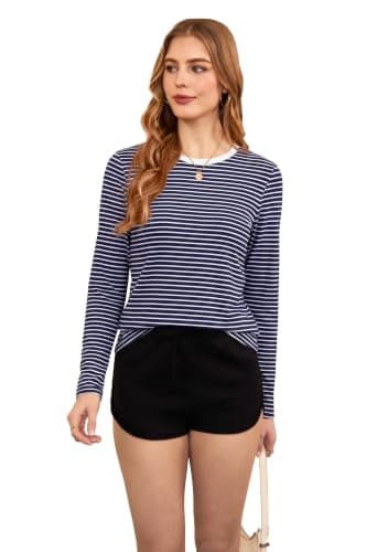 Womens Long Sleeve Top Crew Neck Curved Hem Lightweight Casual Tunic view 3