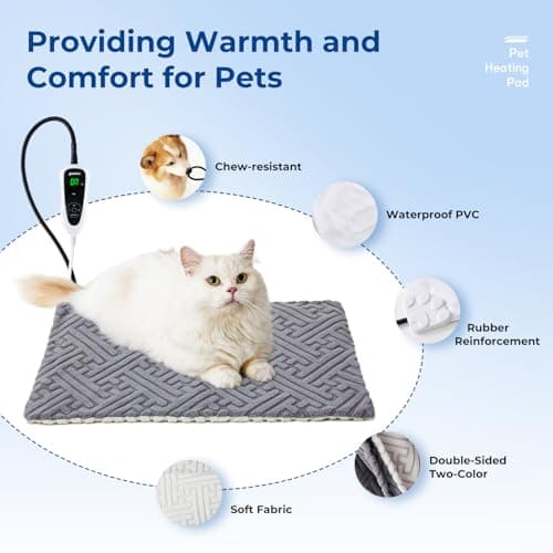 ZOMISIA Large Dog Heating Pad 35x24 Inch - 11 Adjustable Temperature and 25 Timer Options, Heated Dog Bed Indoor Waterproof with Chew-Resistant Cord for Large Dogs view 6