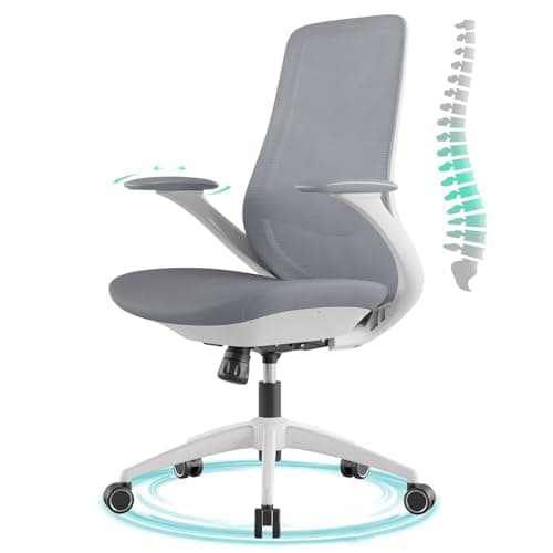 BERYTH Ergonomic Office Chair, High Back Mesh Desk Chair with Lumbar Support, 360° Swivel & Slide-Adjustable Arms, Tilt Lock and Recline, Breathable Task Chair for Home Office & Gaming (Grey) — image 1