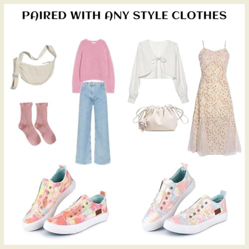 JENN ARDOR Womens Slip On Fashion Sneakers No Laces Comfortable Casual Low Canvas Sneakers Flats Walking Shoes view 4