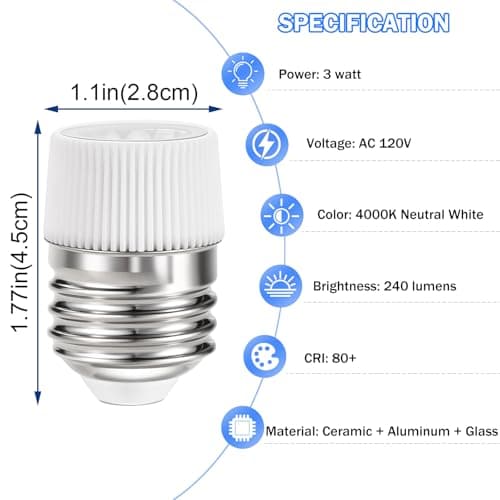 HengBo LED Spotlight Bulb 3W E26 (2 Pack) - 4000K Neutral White 240LM, 24° Narrow Beam Angle for Home Track Lighting, Display Accent Lighting view 2