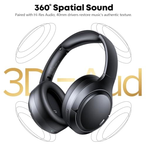 Hybrid Active Noise Cancelling Headphones 120H Playtime 6 ENC Clear Call Mic, Over Ear Headphones Wireless with Hi-Res Audio Comfort Earcup Low Latency ANC Bluetooth 6.0 Headphones for Travel Workout view 6