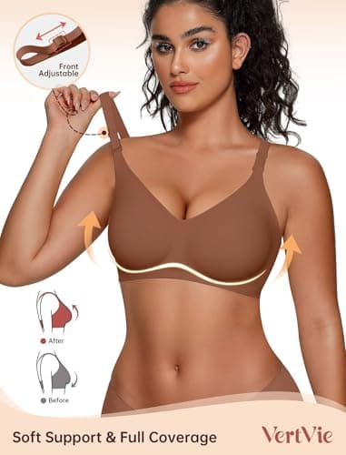 Vertvie Womens Wireless Jelly Bras No Underwire Push Up Seamless Bra Supportive Full Coverage Bralette Regular and Plus Size view 2