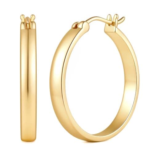 USESMTLE 14K Gold Earrings for Women Gold Hoop Earrings for Women | Lightweight Gold Hoop Earrings 14K Gold Earrings for Women Radiant Gold Hoop Earrings for Women Latch-Back 15/20/25/30/40mm — image 1