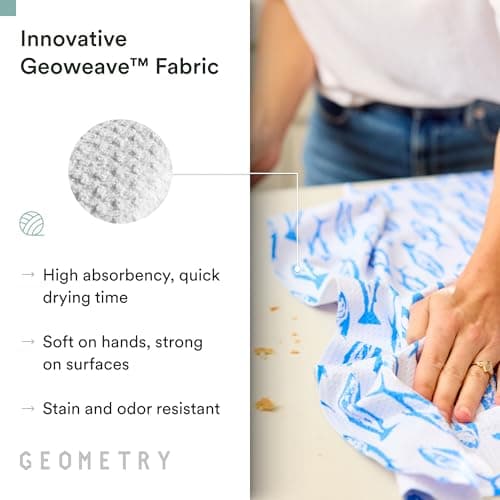 GEOMETRY Tea Towels – Spring & Summer Collection – Quick-Dry, Ultra-Absorbent, Reusable Microfiber Kitchen Towels for Drying & Cleaning - Coastal Catch - 1 Pack view 5