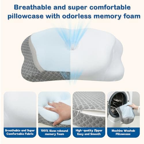 WXLPWXLP Butterfly Ergonomic Neck Pillow, Breathable Cooling Memory Foam Pillow, Relieves Neck Pain, Improves Sleep Breathing, Suitable for Back, Side and Stomach Sleepers, Ideal for Adults view 5