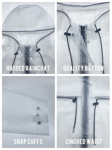 L-Rain TPU Clear Rain Coat for Women - Waterproof Packable Fashion Rain Poncho with Hood Reusable Raincoat view 6