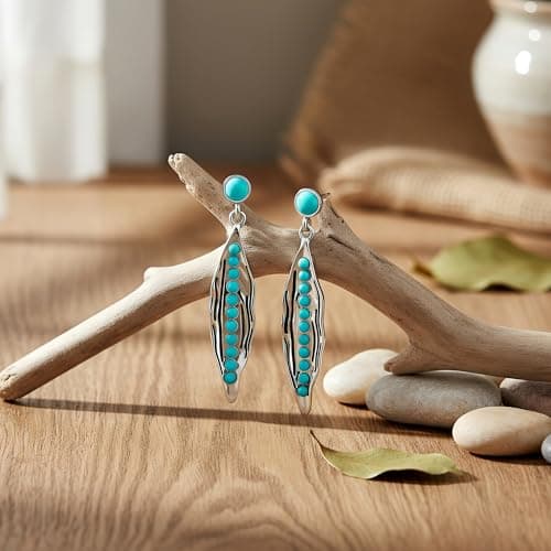 BAYLAY Boho Turquoise Earrings for Women-Western Gold Earrings Gold/Silver and Turquoise Jewelry for Women Western Earring Studs Elegant Women's Jewelry Perfect Gifts for Mom Wife Girlfriend view 5