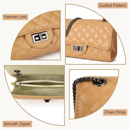 Gladdon Quilted Crossbody Purse for Women Trendy Ladies Shoulder Bag with Chain Designer Purses view 5