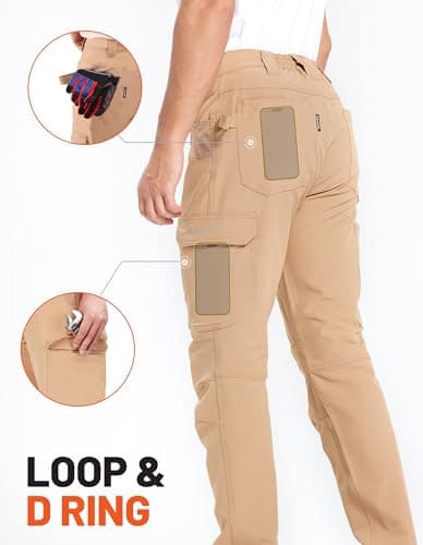 DURAWERK Men's 4-Way Stretch Cargo Pants, Work Pants, Durable Tactical Pants, Lightweight EDC Hiking Pants for Outdoor view 6