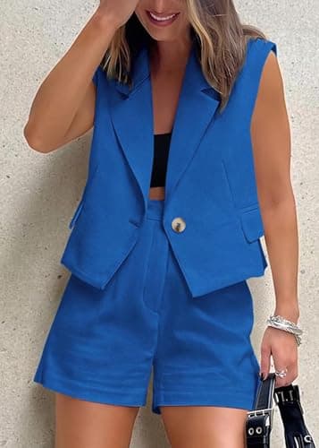 KIRUNDO 2 Piece Sets for Women Summer Outfits Business Casual Vest and Shorts Set Lightweight Sleeveless Matching Clothes view 5