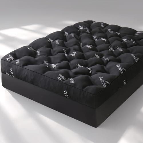 DOWNCOOL 5 Inch King Mattress Topper, Breathable Bamboo Viscose Air Layer | Memory Foam Mattress Topper for Back Pain Relief, 2000 GSM Fill, Deep Pocket Fits 8–18 Inch, Black — image 1
