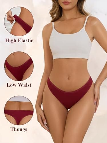 Cotton Thongs for Women Seamless Ladies Soft Underwear 6 pack view 4