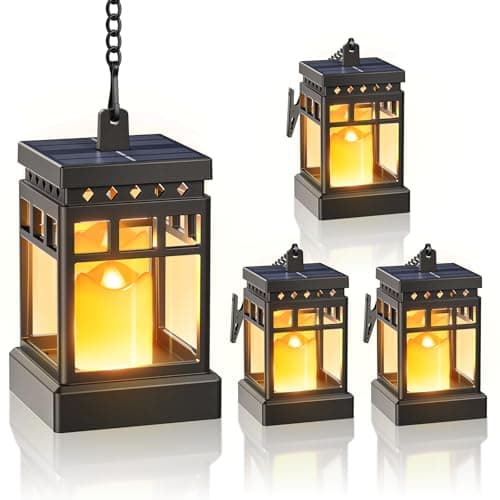 KOOPER Solar Lanterns Outdoor Waterproof, 2 Modes Hanging Solar Lantern with LED Realistic Flickering Flameless Candle, Candles Lanterns Lights Decorative for Outside Hanging Patio Yard Table Tree — image 1