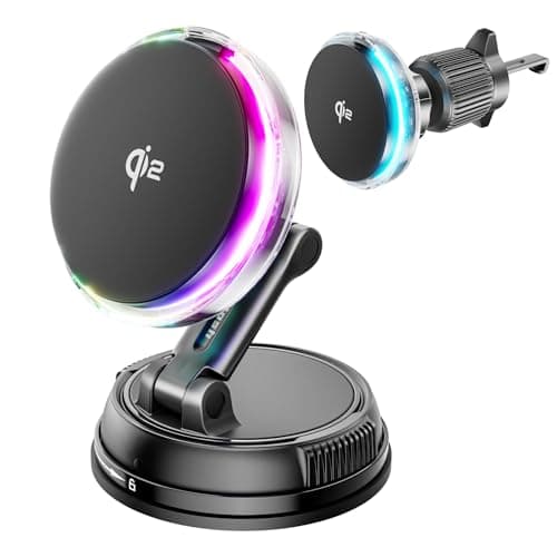 for Qi2 15W MagSafe Car Mount Charger with Cooling Fan, [Rapid Charging Cooler with RGB Lights], 78+LBS Stronger Suction Wireless Magnetic Mount on Vent/Dash/Windshield, for iPhone 17 16 15 14 13 12 — image 1