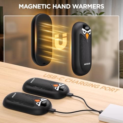 Hand Warmers Rechargeable 2 Pack with LED Display, 4 Heat Settings & Fast Heating, Portable Electric Hand Warmers for Camping Hunting Commuting, for Men Women view 4