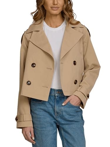 Steve Madden Cropped Lapel Trench Coat, Spring Jackets for Women, Womens Lightweight Work Jackets