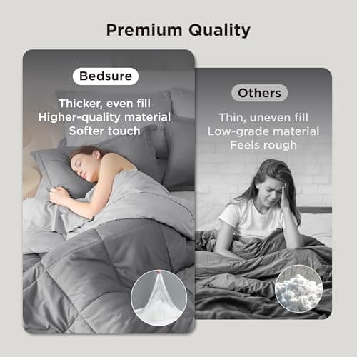 Bedsure Full Size Comforter Set - 7 Pieces Reversible Grey Bedding, Full Size Bed Set for All Seasons, Bed in a Bag with Down Alternative Comforter, Sheets, Pillowcases & Shams view 3