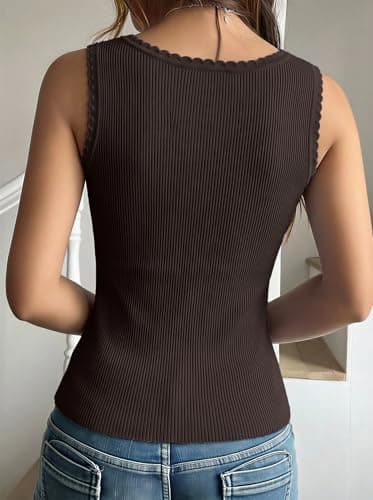 LaGracia Womens Tank Tops Cropped Scoop Neck Ribbed Knit Soft Sweater 2026 view 2