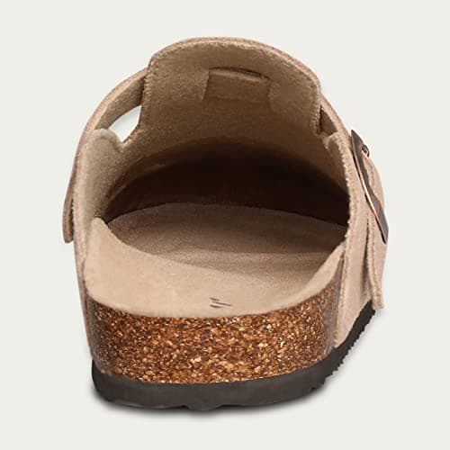 KIDMI Genuine Suede Clogs for Women Cork Footbed Sandals Leather Mules Potato Shoes with Arch Support view 6