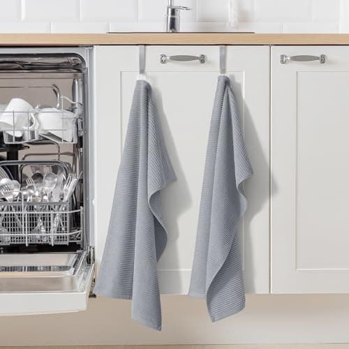 Homaxy Premium Kitchen Towels (18"x 28", 6 Pack), Large 100% Cotton Kitchen Hand Towels, Ultra Absorbent Ribbed Terry Tea Towels Set with Hanging Loop, Grey view 6