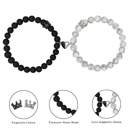 Sistble Boyfriend Birthday Gifts, Gifts for Boyfriend Matching Bracelets for Bf and Gf Handmade Braided Black White Beaded Bracelets Love You Gift Anniversary Birthday Graduation Gift Jewelry view 6