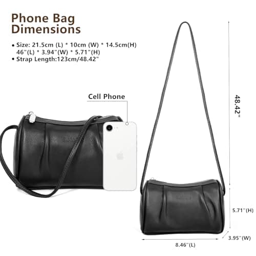 Women's Genuine Leather Small Crossbody Bag Barrel Hobo Purse for Evening Dating Weekend Casual Light Outings view 4