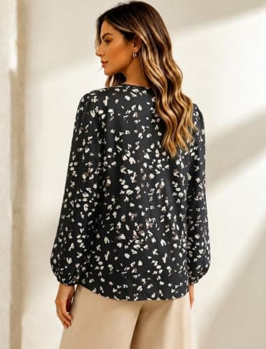Womens Tops Long Sleeve V Neck Shirts Dressy Casual Blouses view 4