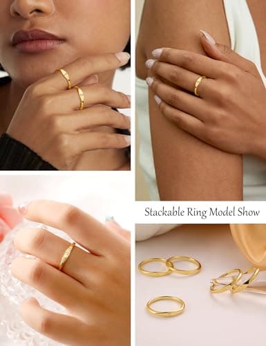 ZNBOH Gold Initial Rings for Women Non Tarnish 14K Gold Plated Stackable Letter Ring Dainty Pinky Wedding Bands Thumb Rings Thin Knuckle Stacking Cute Capital Letter Alphabet Jewelry Gifts Size 6-10 view 4