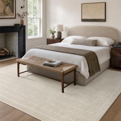 RESARE 5x7 High Low Pile Washable Area Rug for Living Room Bedroom, Beige view 3