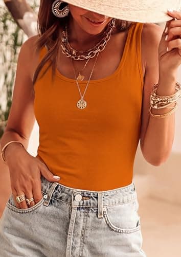 PRETTYGARDEN Tank Tops for Women 2026 Summer Fitted Sleeveless T Shirts Scoop Neck Cute Basic Tees Spring Going Out Top view 6