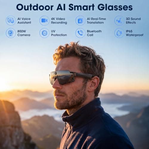 AI Smart Glasses with POV Camera, 4K Video Recording for Cycling & Hiking | Sport Sunglasses, AI Voice Assistant, Bluetooth Calls, Real-Time Translation, Dual-Mic ENC, 6-Axis EIS, UV400, IP65 view 6