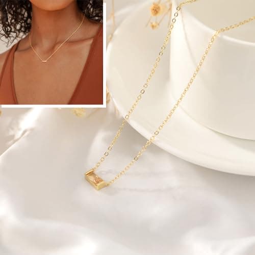 ZNBOH Birthstone Necklace for Women Dainty Trendy 14K Gold Plated Emerald Couple Necklaces Simple Green Diamond Pendant Choker Blue Cute Cubic Zirconia Jewelry for Women Mothers Birthday Gifts view 3