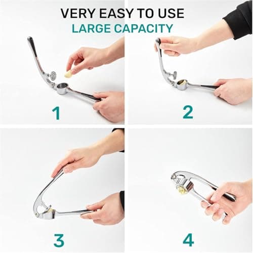 Professional Garlic Mincer Tool - Easy-Squeeze, Easy-Clean with Soft, Ergonomic Handle - Silicone Garlic Peeler & Brush view 6